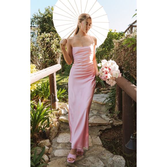 Show Me Your MuMu Dresses & Skirts - Show Me Your Mumu Dani Slip Dress in Light Pink Luxe Satin XS